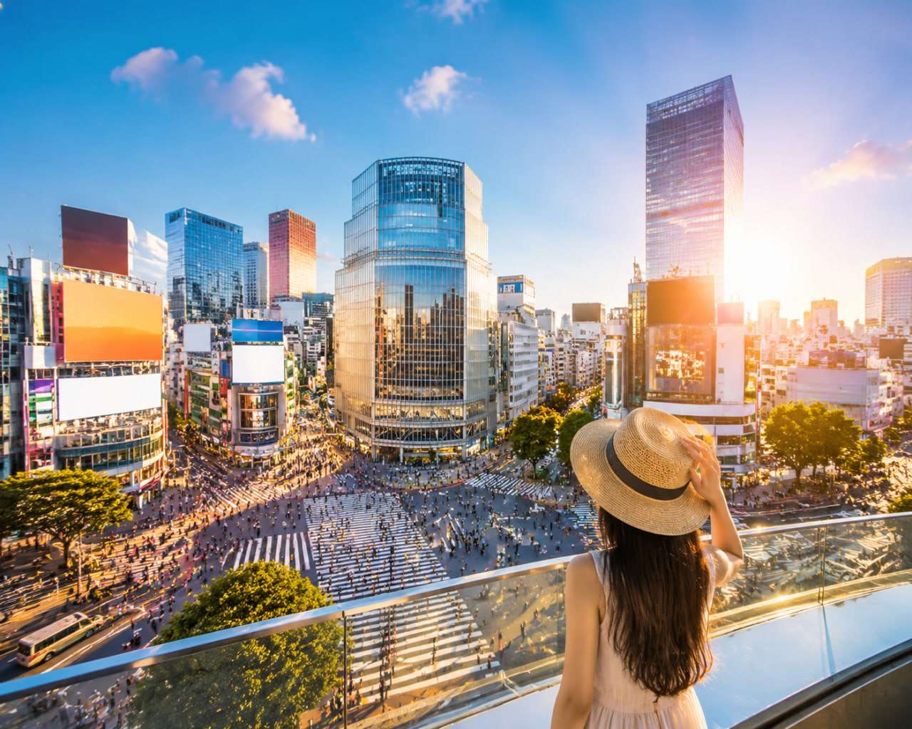 東京澀谷晴朗城市街景